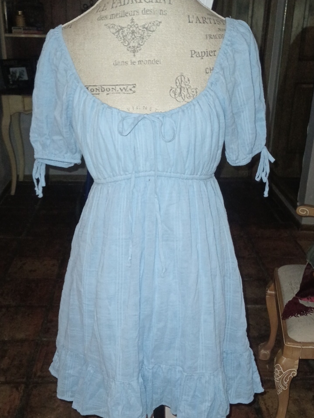 Altar'd State Light Blue Mini Peasant Dress